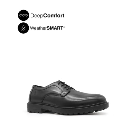 Napoleon Lace Up Plain Toe Men's Shoes -Black Leather Waterproof