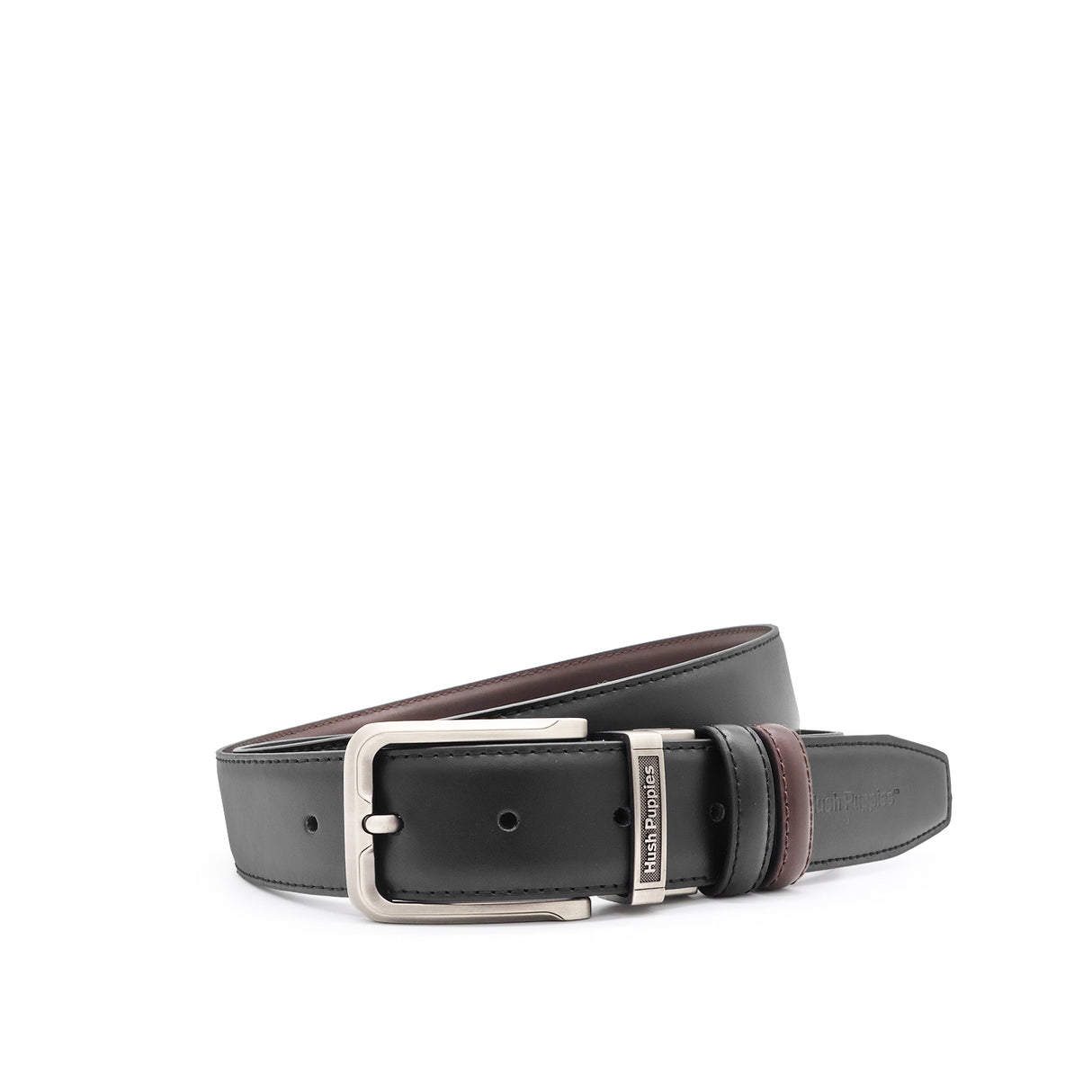 Damond Pin Clip Reversible Men's Belt - Black Dark Brown