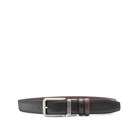 Damond Pin Clip Reversible Men's Belt - Black Dark Brown