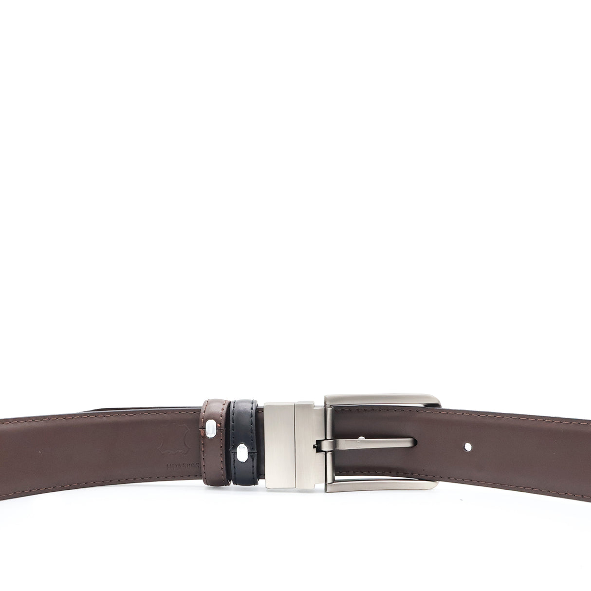 Damond Pin Clip Reversible Men's Belt - Black Dark Brown