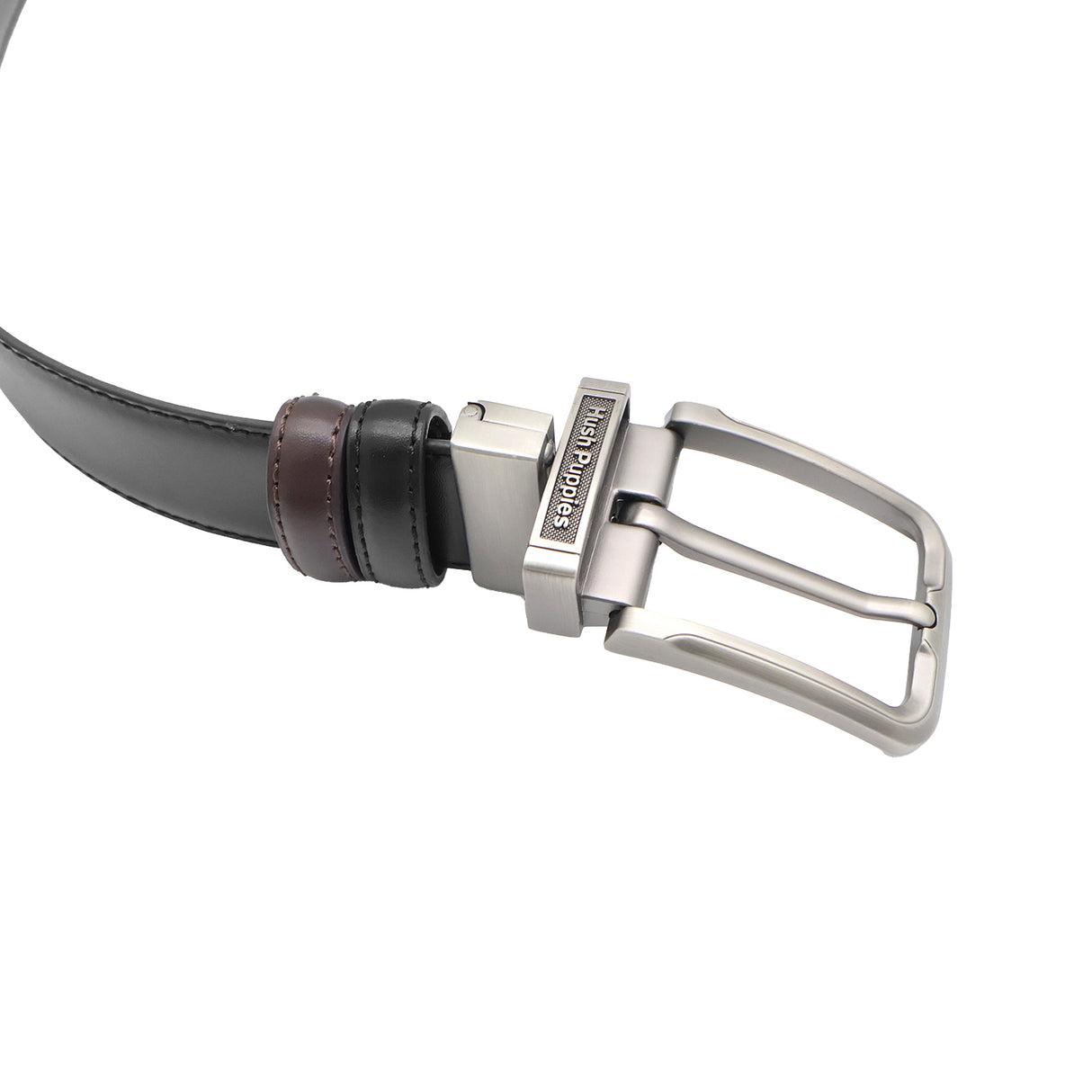 Damond Pin Clip Reversible Men's Belt - Black Dark Brown
