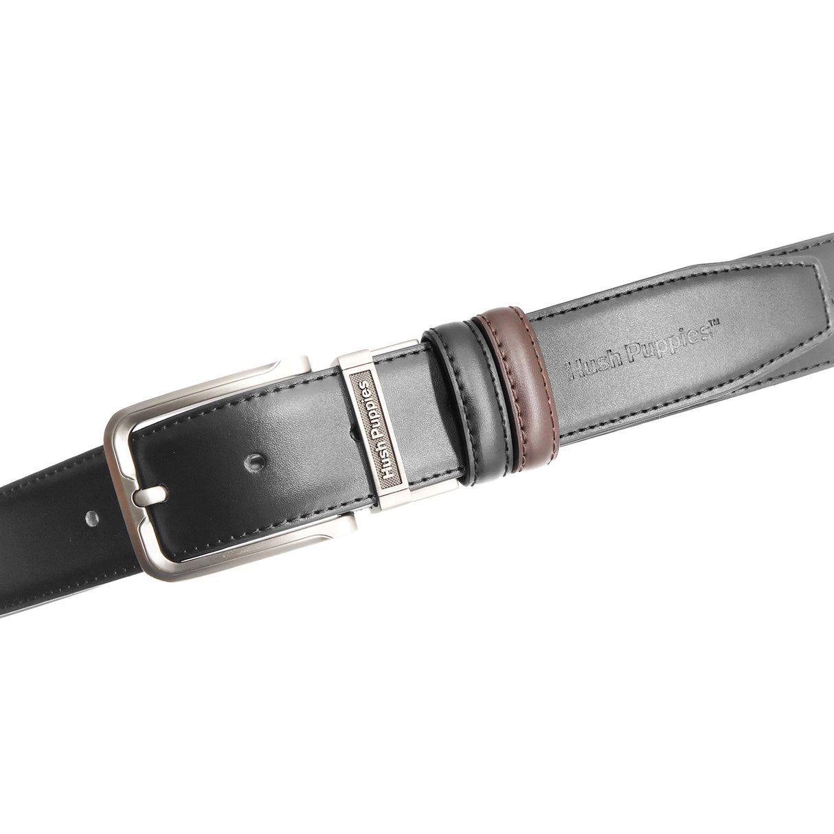 Damond Pin Clip Reversible Men's Belt - Black Dark Brown