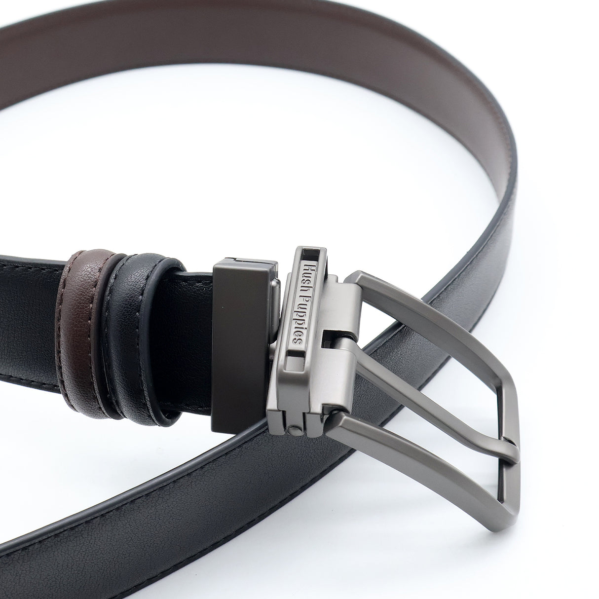 Ester Pin Clip Reversible Men's Belt - Black & Dark Brown