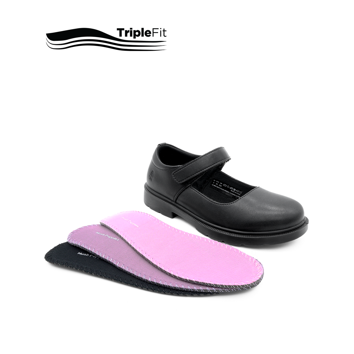 Lily Mary Jane Plain Toe Girl's Shoes - Black Leather