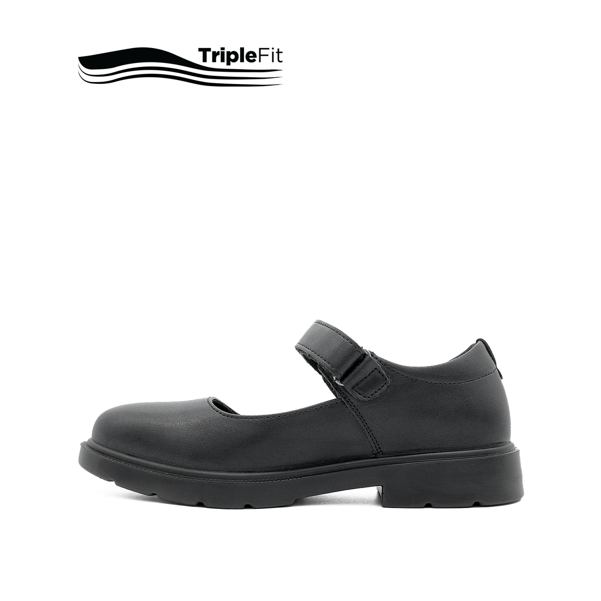 Lily Mary Jane Plain Toe Girl's Shoes - Black Leather