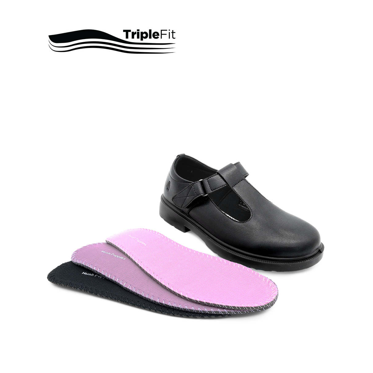 Lily T-Bar Plain Toe Girl's Shoes - Black