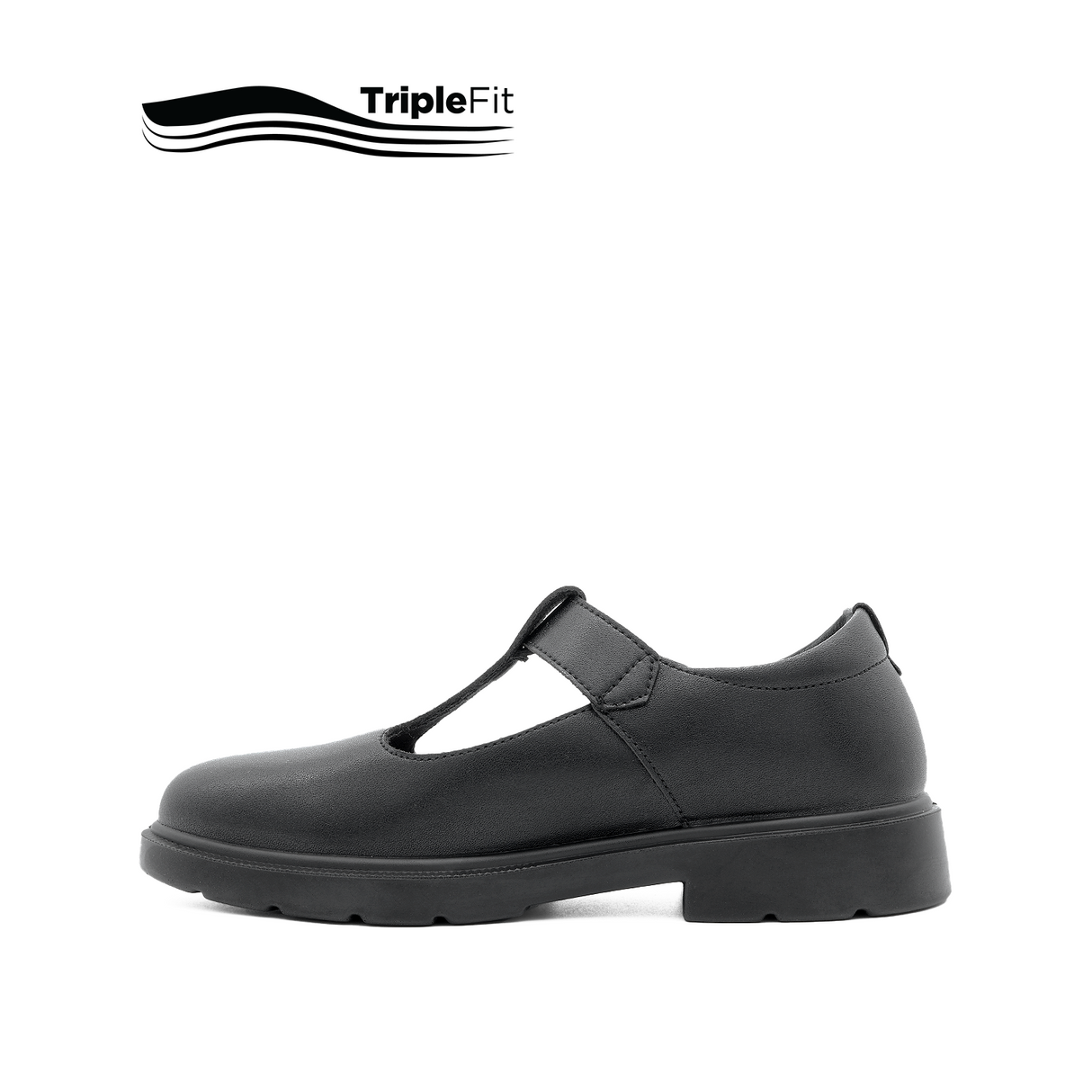 Lily T-Bar Plain Toe Girl's Shoes - Black