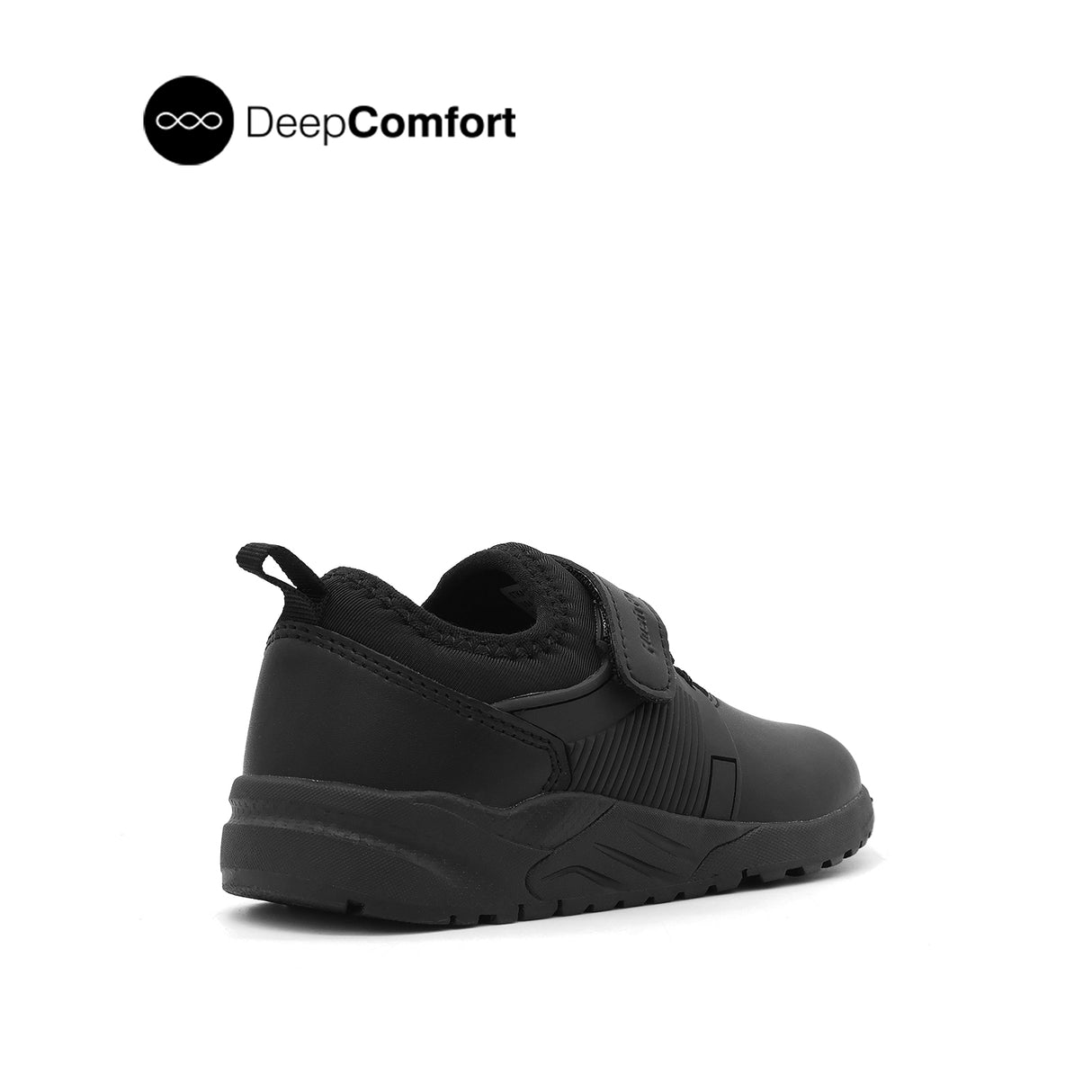James Velcro Boy's Shoes - Black Leather