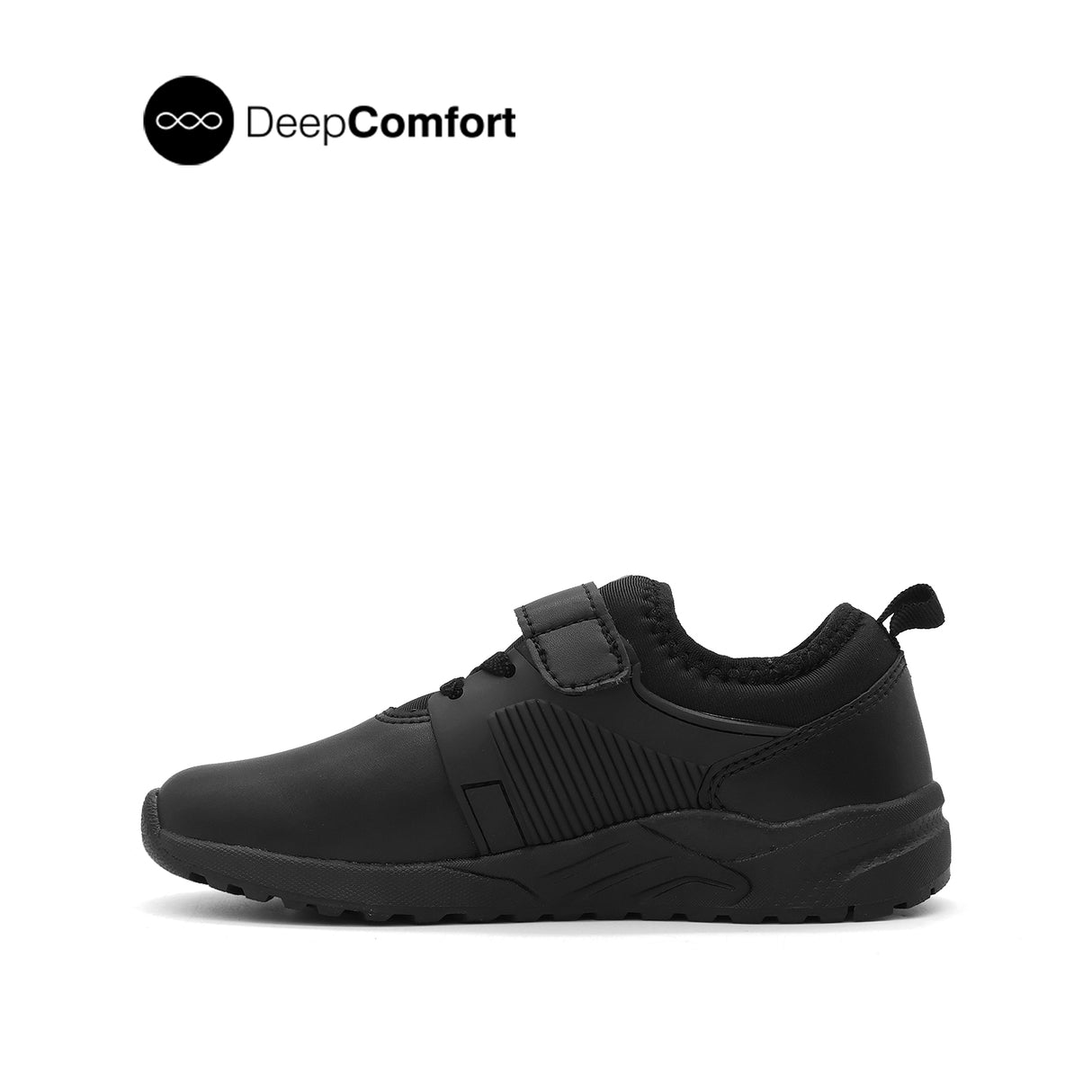 James Velcro Boy's Shoes - Black Leather
