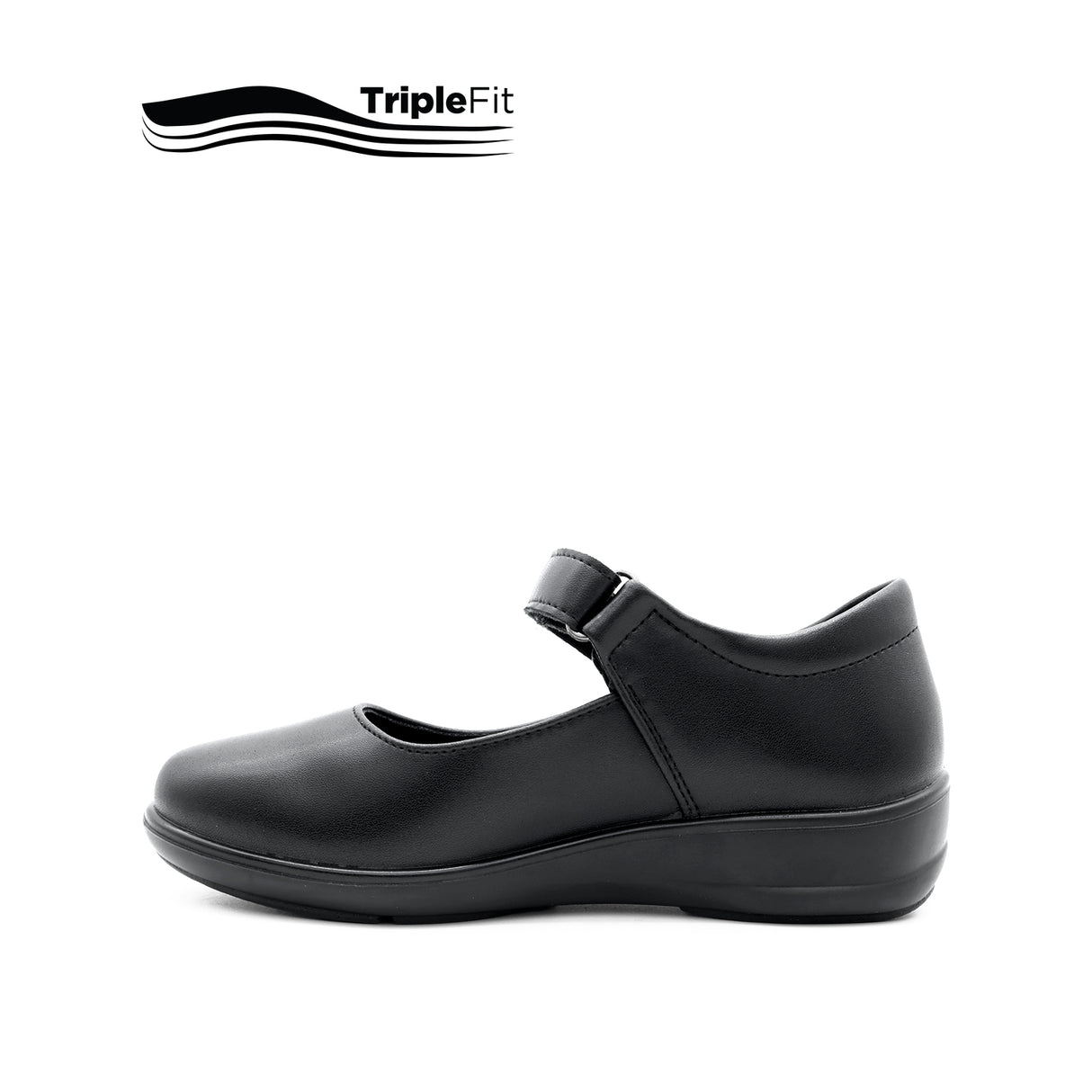 Charlotte Velcro Girl's Shoes - Black Leather