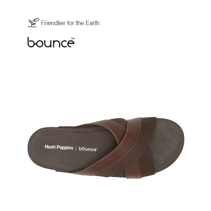 Merritt Cross Slide Men's Sandals - Dark Brown Leather