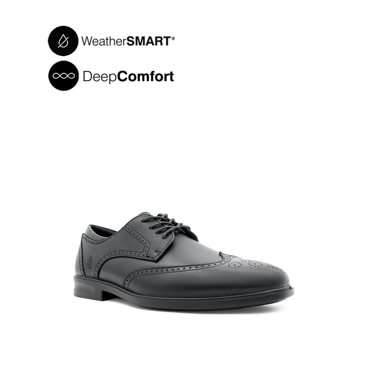 Pierre Lace Up Wing Tip Men's Shoes- Black Leather Waterproof