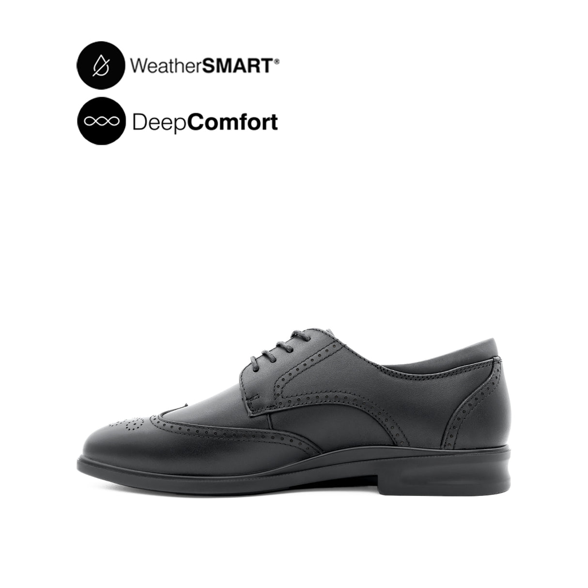 Pierre Lace Up Wing Tip Men's Shoes- Black Leather Waterproof