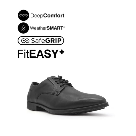 Otom Lace Up Plain Toe Men's Shoes - Black Leather Waterproof