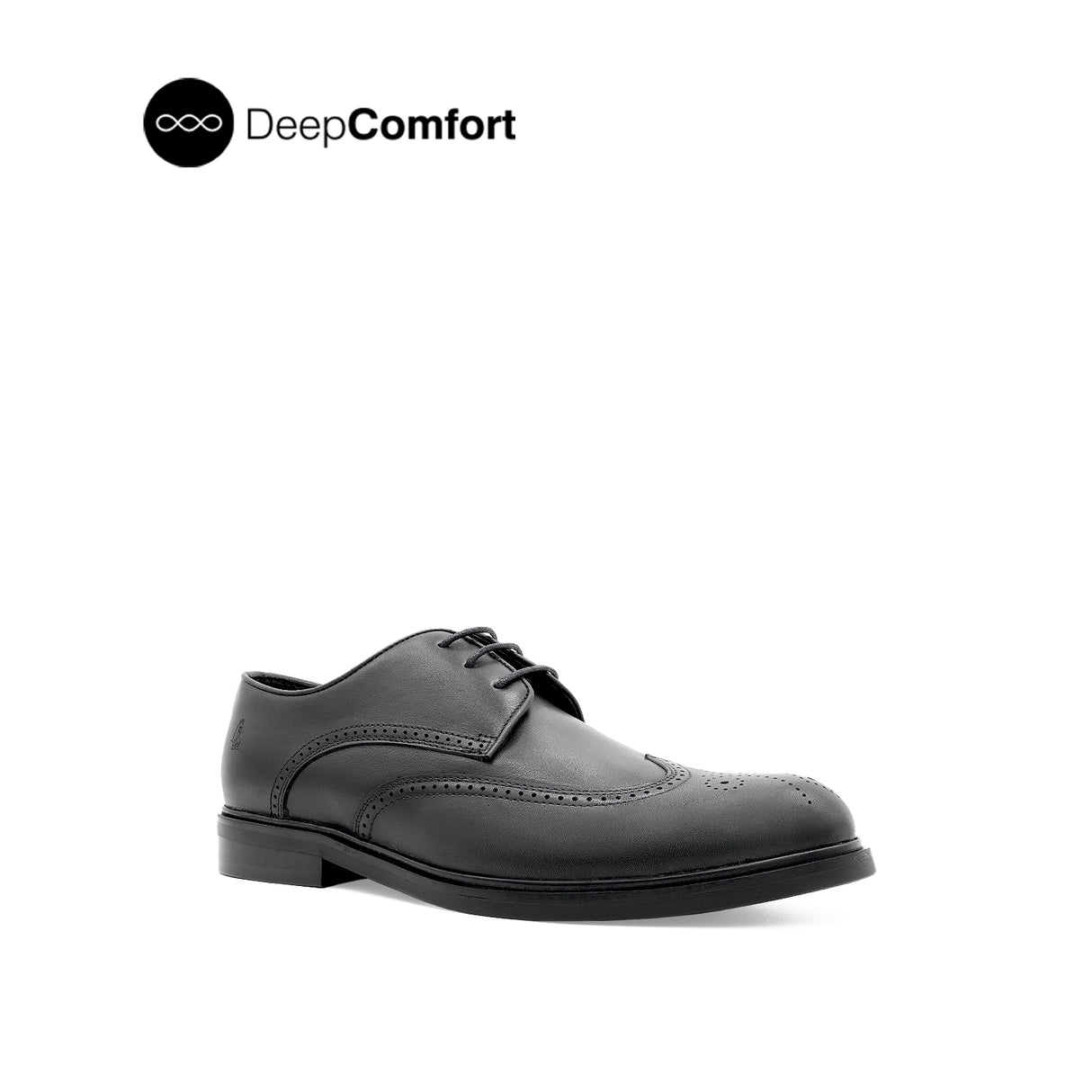Nunzio Lace Up Wing Tip Men's Shoes - Black Leather