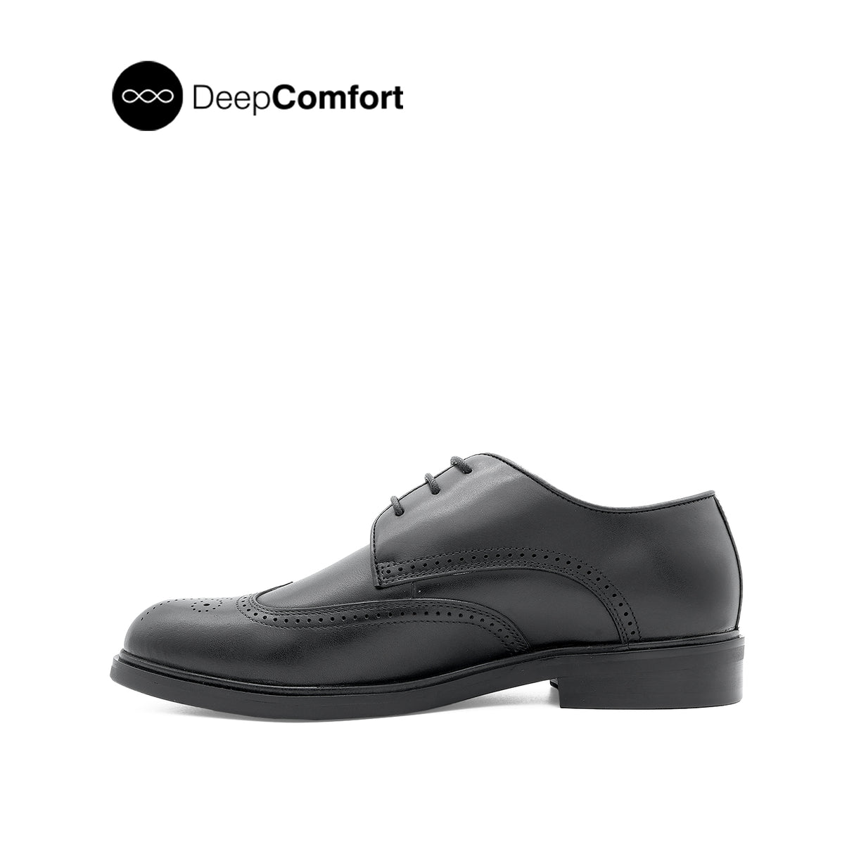 Nunzio Lace Up Wing Tip Men's Shoes - Black Leather