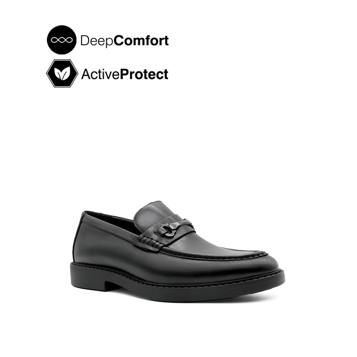 Salvador Metal Bit Men's Shoes - Black Leather Hush Puppies Philippines