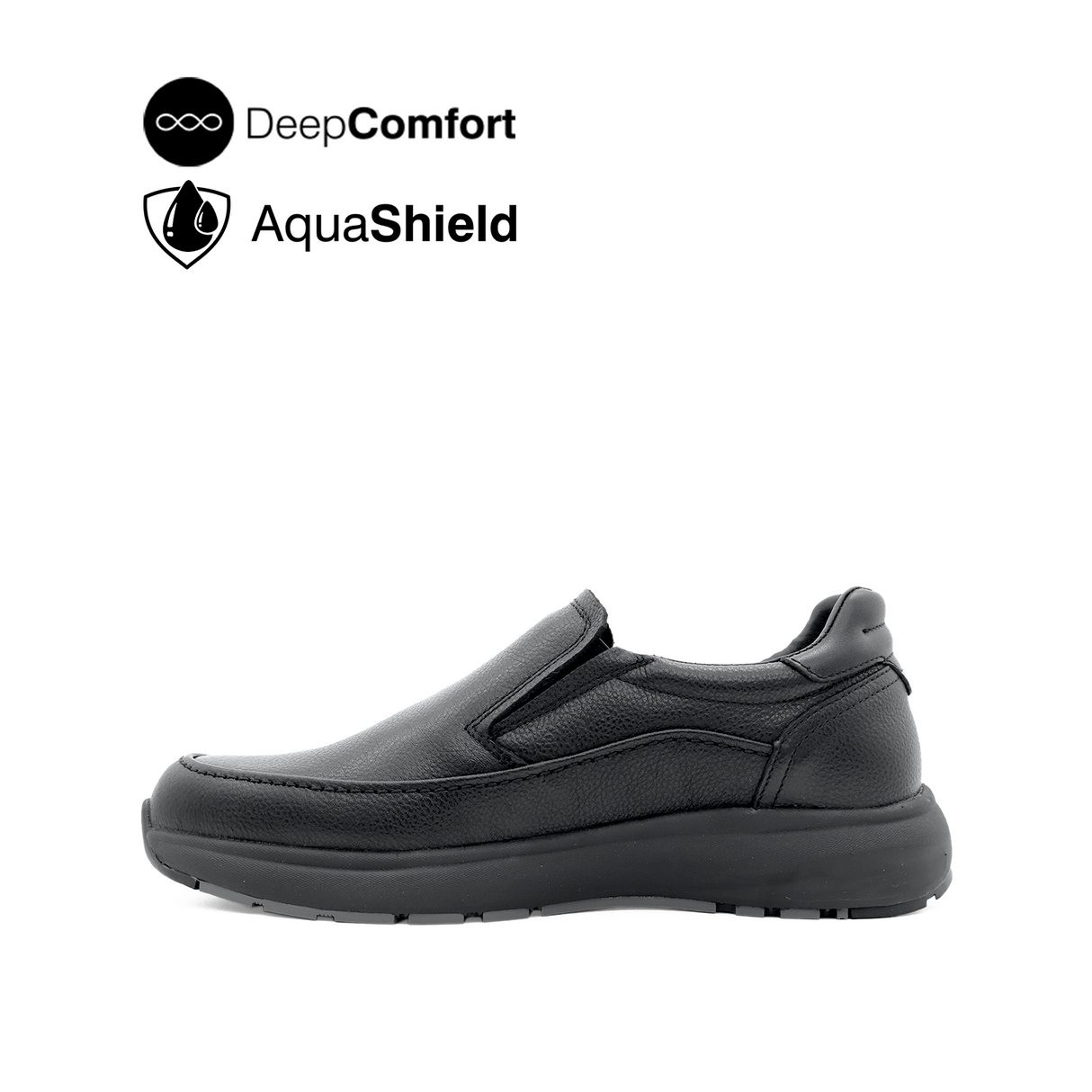 Reid Slip On Apron Toe Men's Shoes - Black Leather