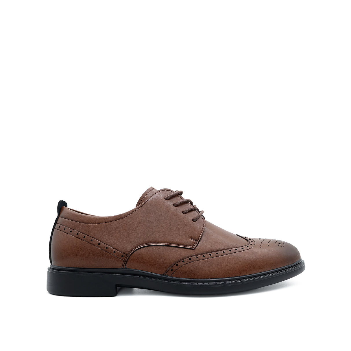 Ruffy Lace Up Wing Tip Men's Shoes - Tan Leather