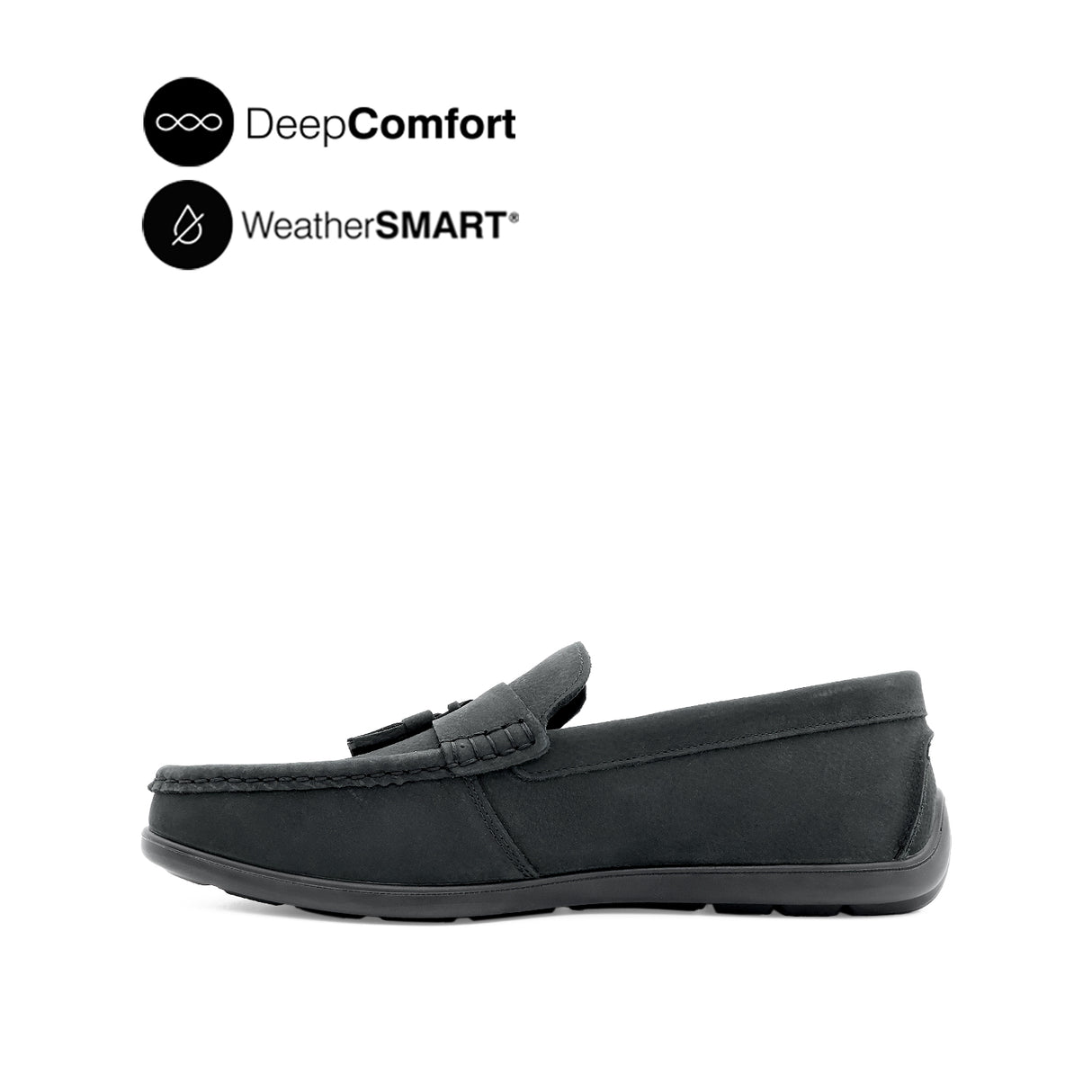Salilor Slip On Tassel Men's Shoes - Black Nubuck WP