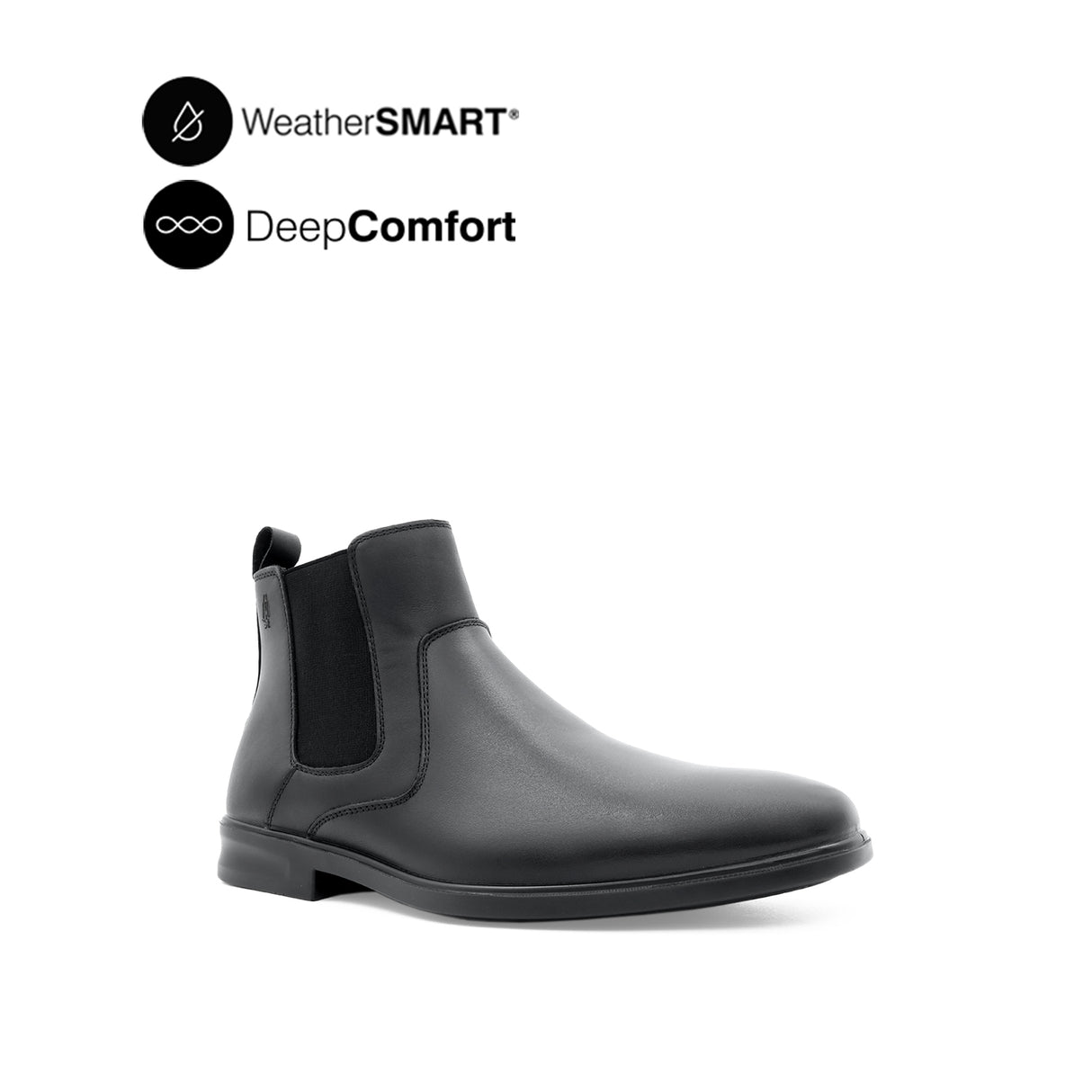 Pierre Chelsea Plain Toe Boots Men's Shoes - Black Leather Waterproof