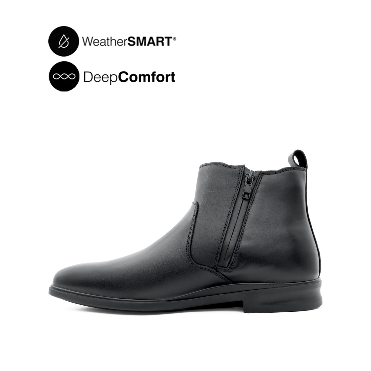 Pierre Chelsea Plain Toe Boots Men's Shoes - Black Leather Waterproof