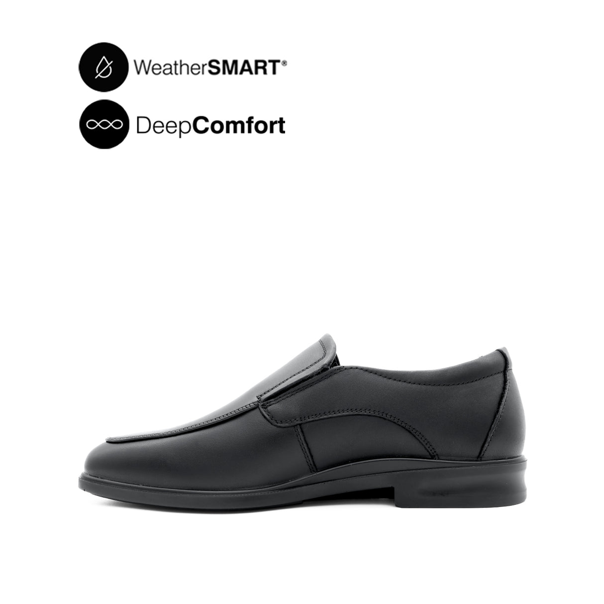 Pierre Slip On Apron Toe Men's Shoes- Black Leather Waterproof