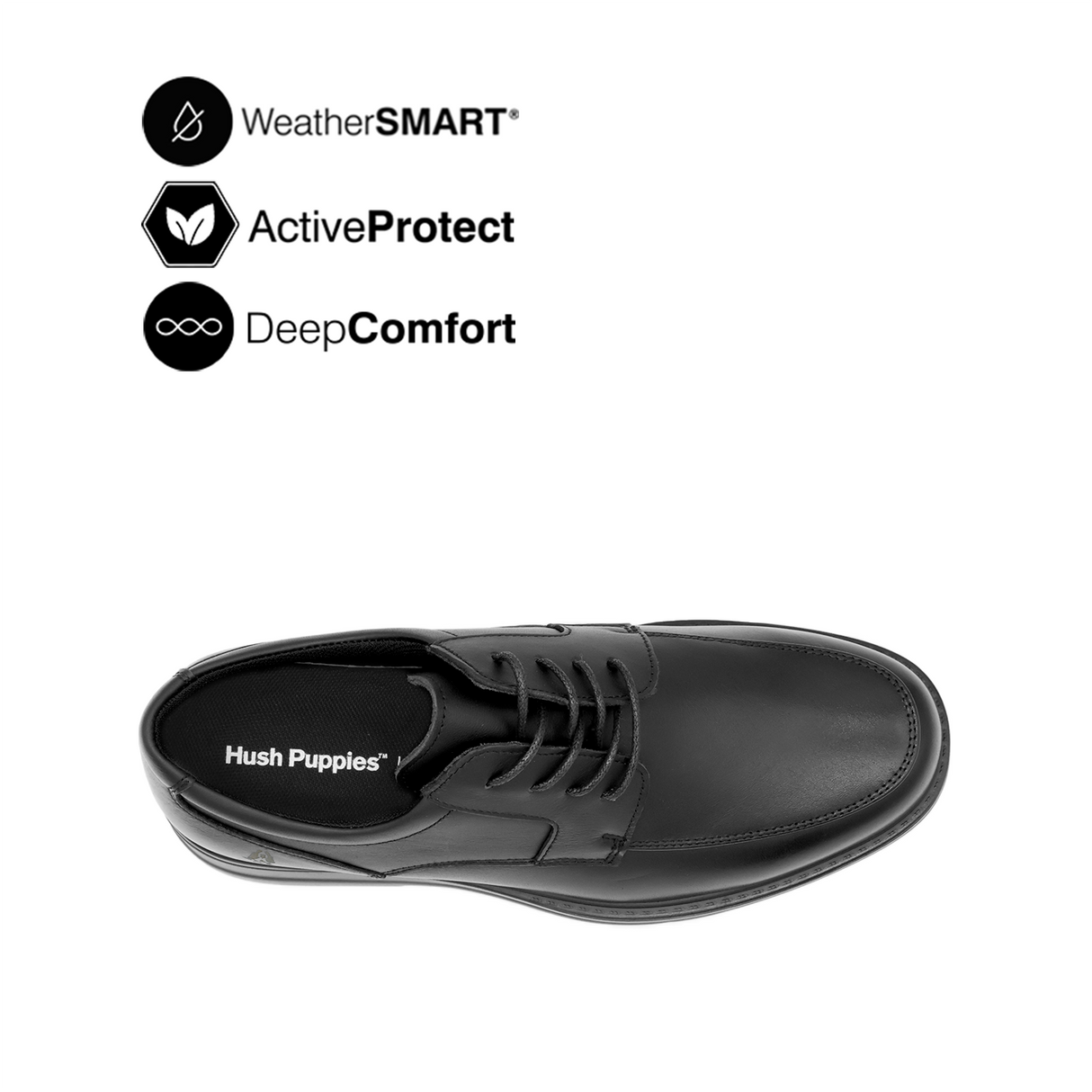 Theo Lace Up AT Men's Shoes - Black Leather WP Hush Puppies Philippines