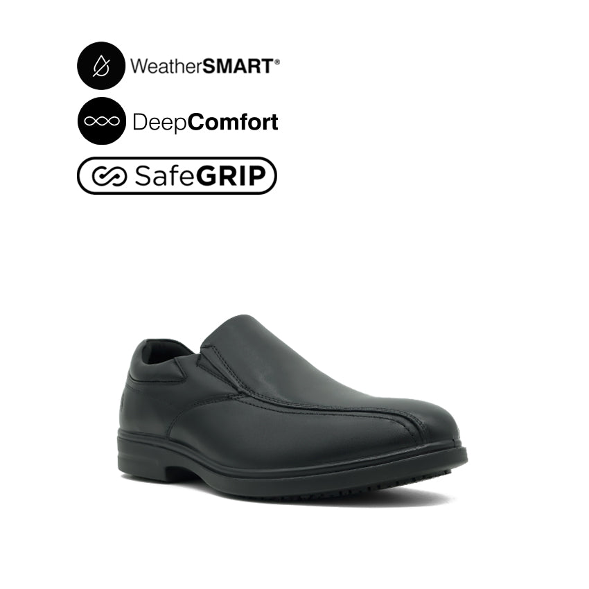 Jerry Slip On Bike Toe Men's Shoes - Black Leather WP