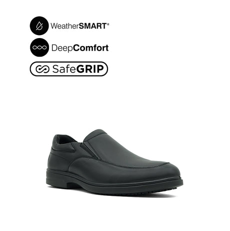 Jerry Slip On Apron Toe Men's Shoes - Black Leather WP