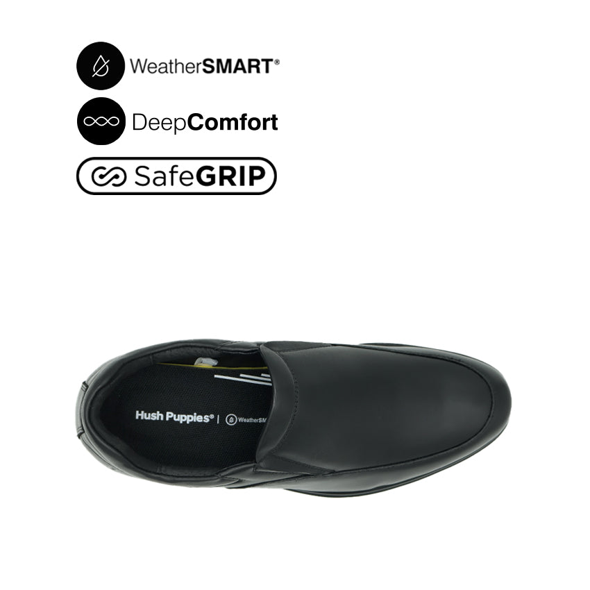 Jerry Slip On Apron Toe Men's Shoes - Black Leather WP