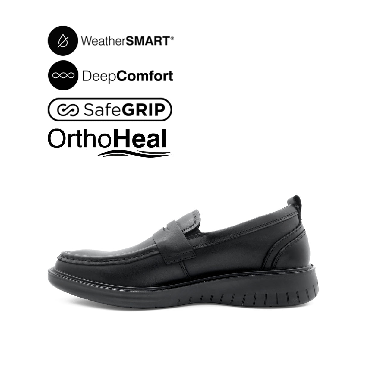 Loki Penny Men's Shoes - Black Leather WP