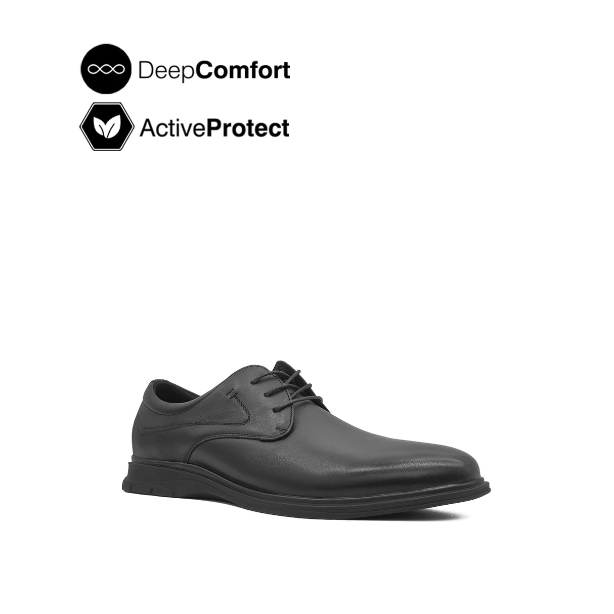 Nathan Lace Up Plain Toe Men's Shoes - Black Leather