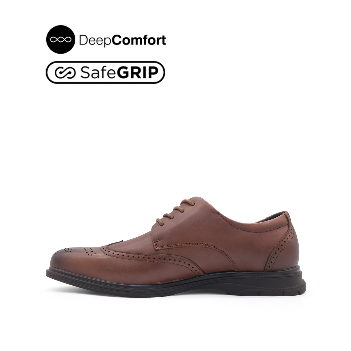 Nathan Lace Up Wing Tip Men's Shoes - Cognac Leather