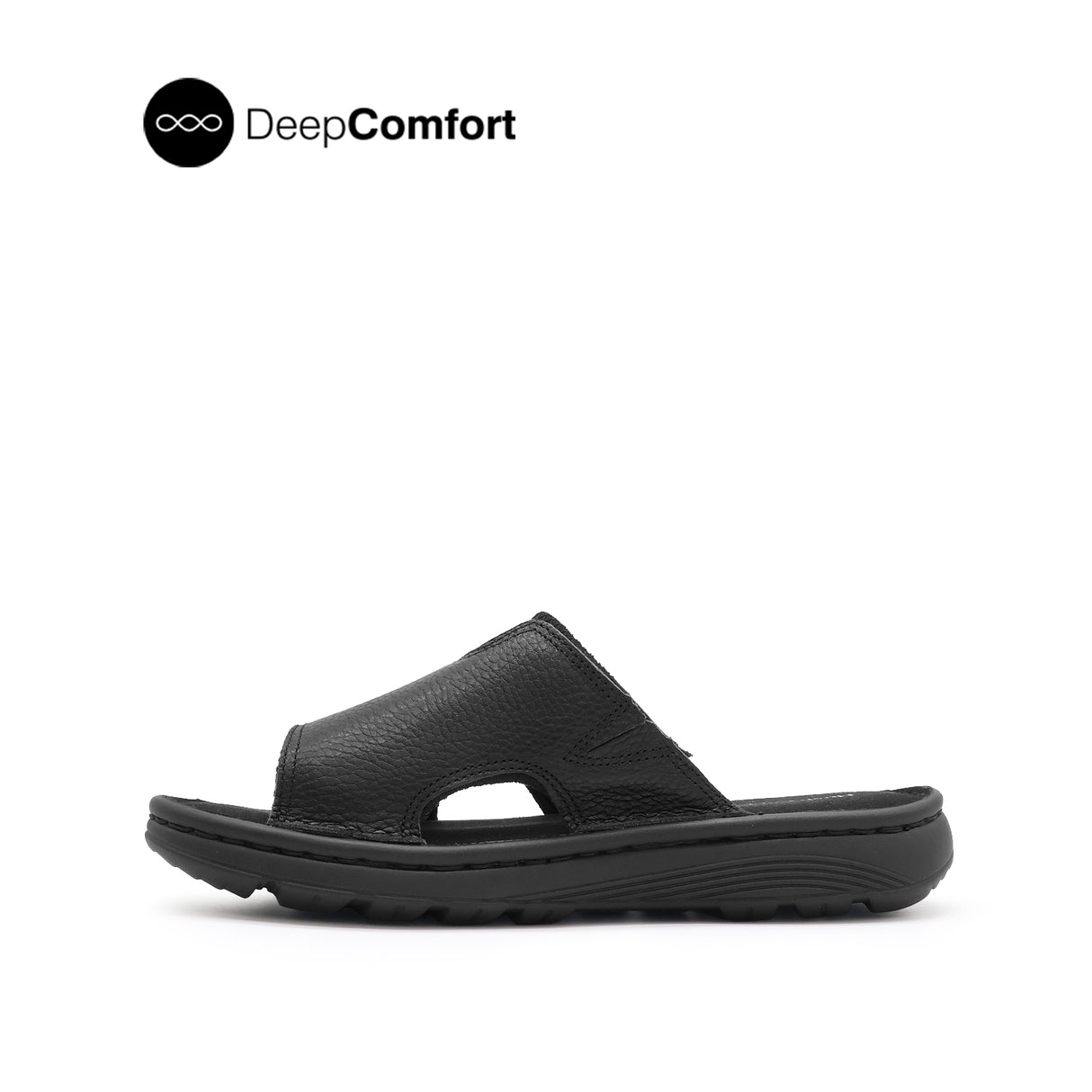 Kaiwalk Slide Men's Sandals - Black Tumbled Leather