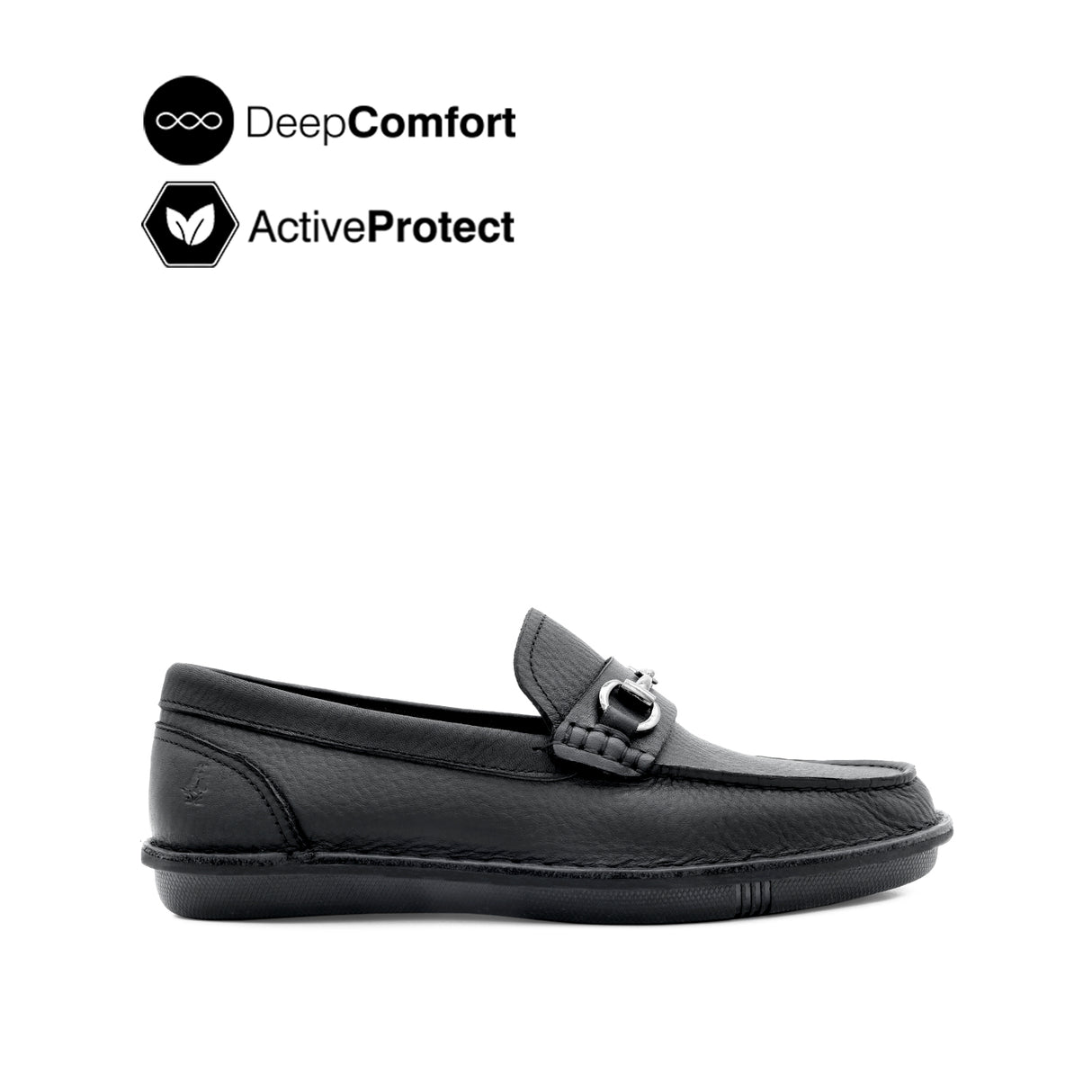 Saxon Metal Bit Men's Shoes - Black Tumbled Leather