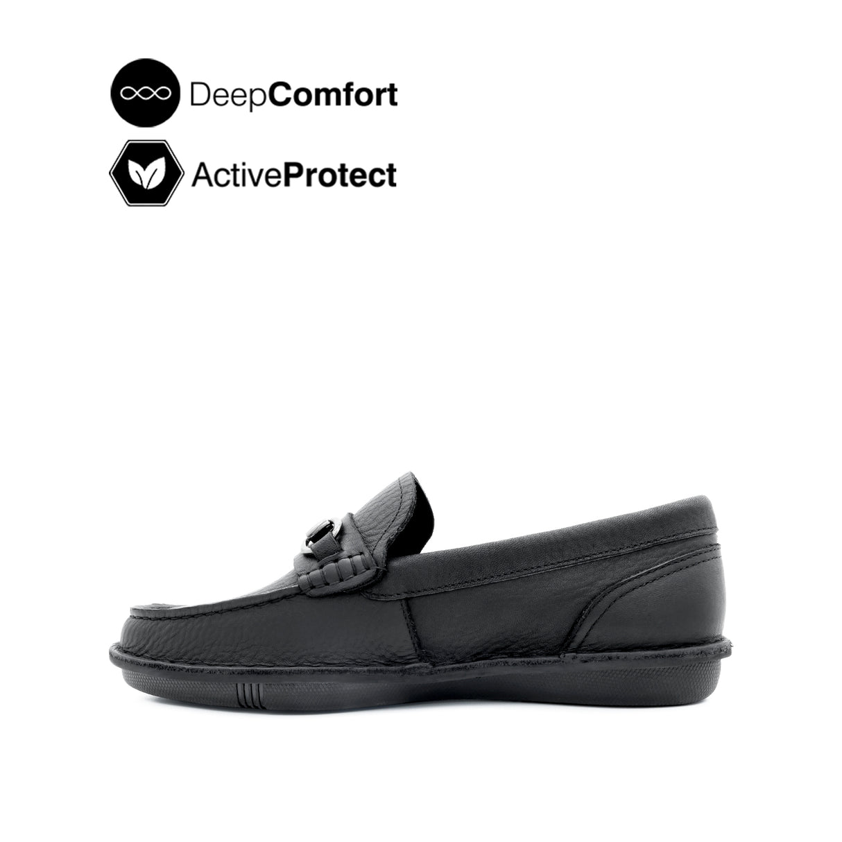 Saxon Metal Bit Men's Shoes - Black Tumbled Leather