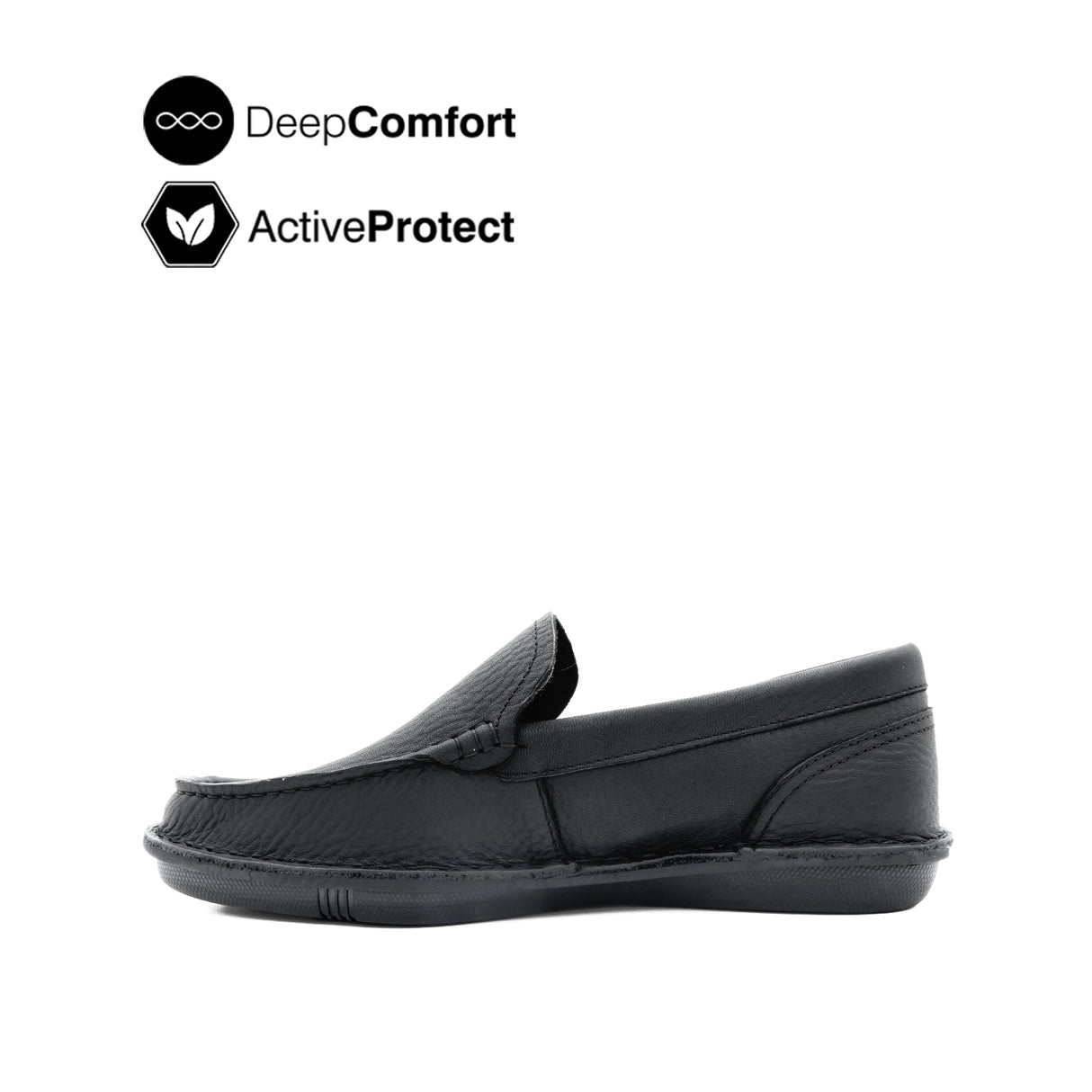 Saxon Venetian Men's Shoes - Black Tumbled Leather