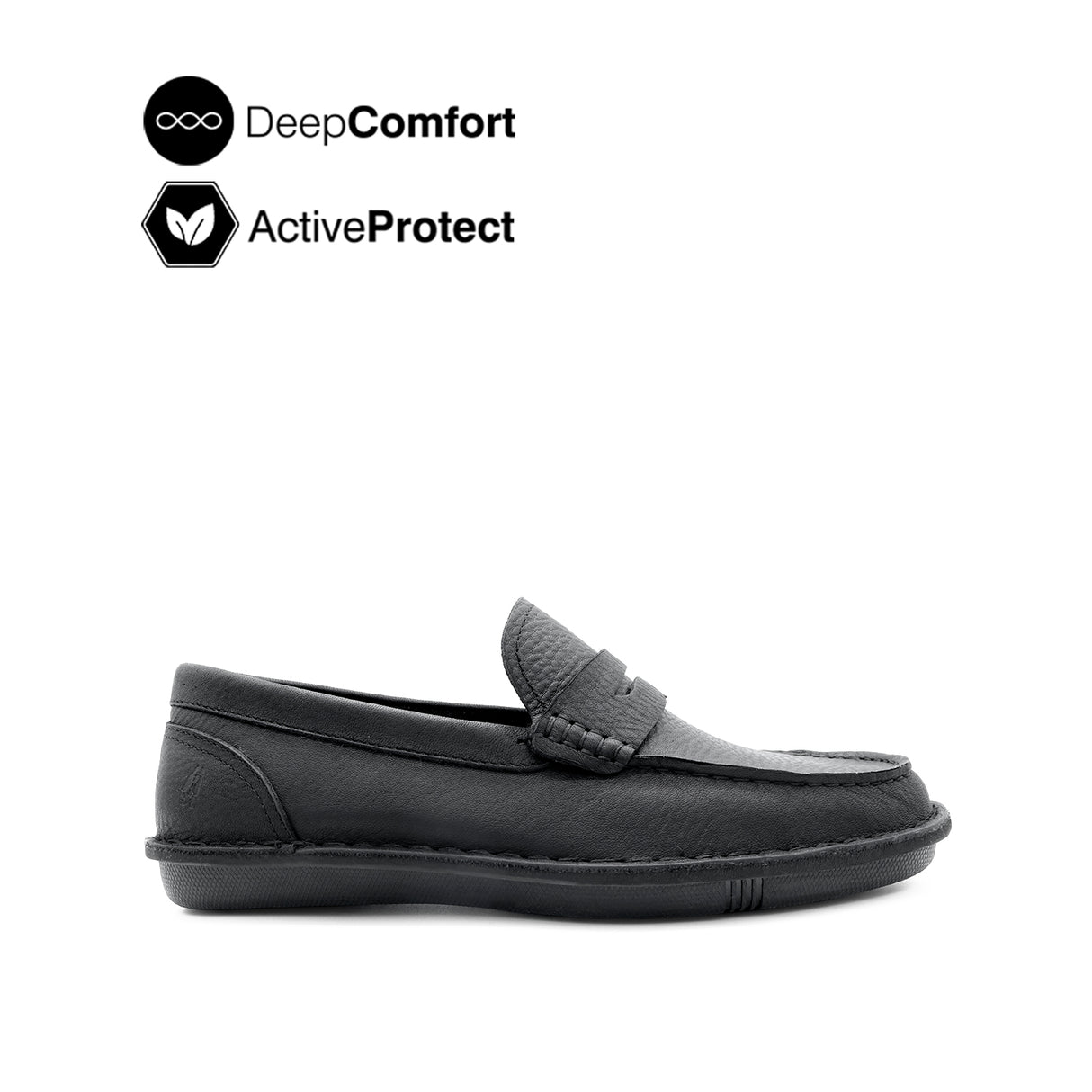 Saxon Penny Men's Shoes - Black Tumbled Leather