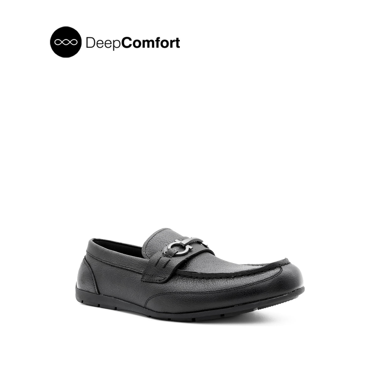 Raven Metal Bit Men's Shoes - Black Tumbled Leather