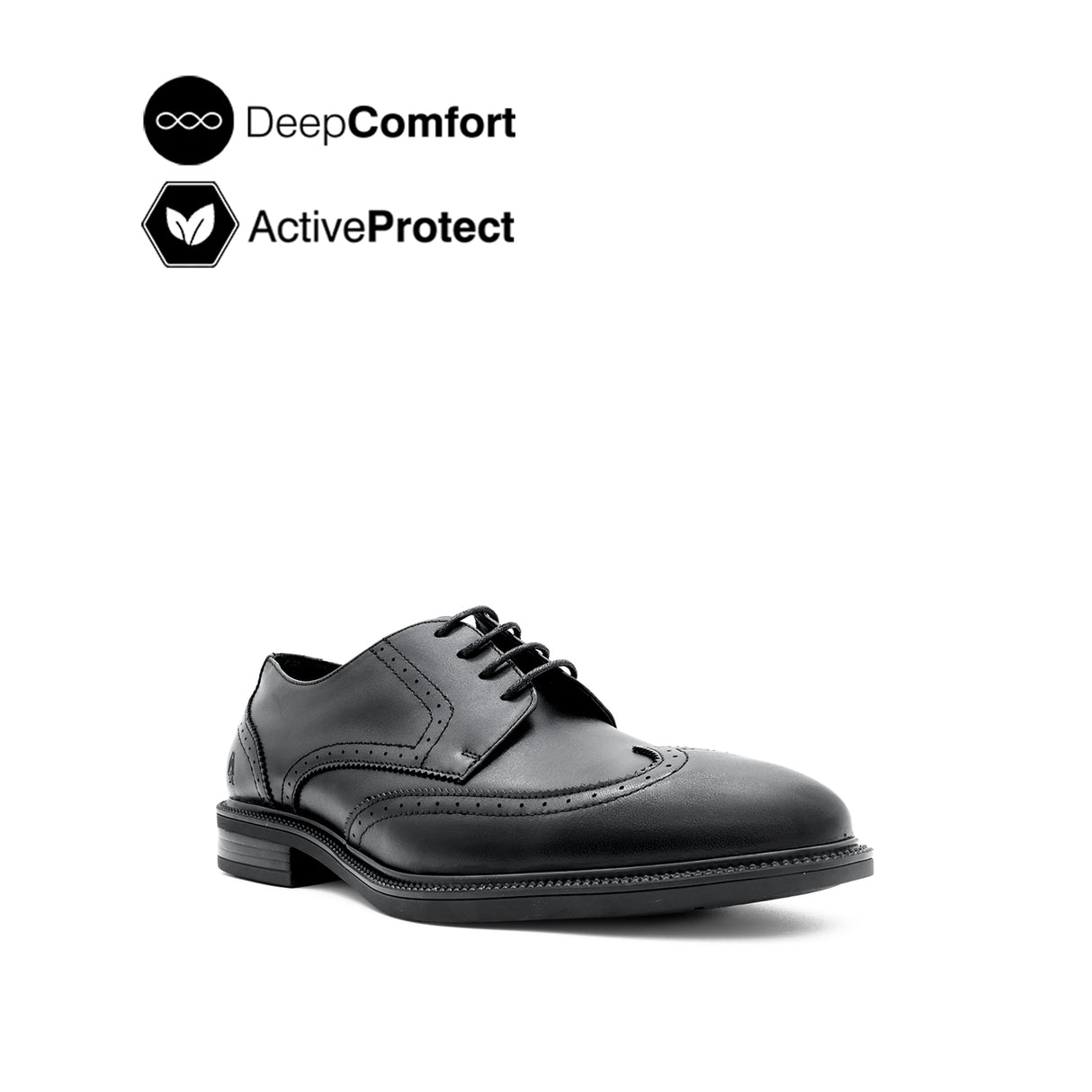 River Lace Up Wing Tip Men's Shoes- Black Leather