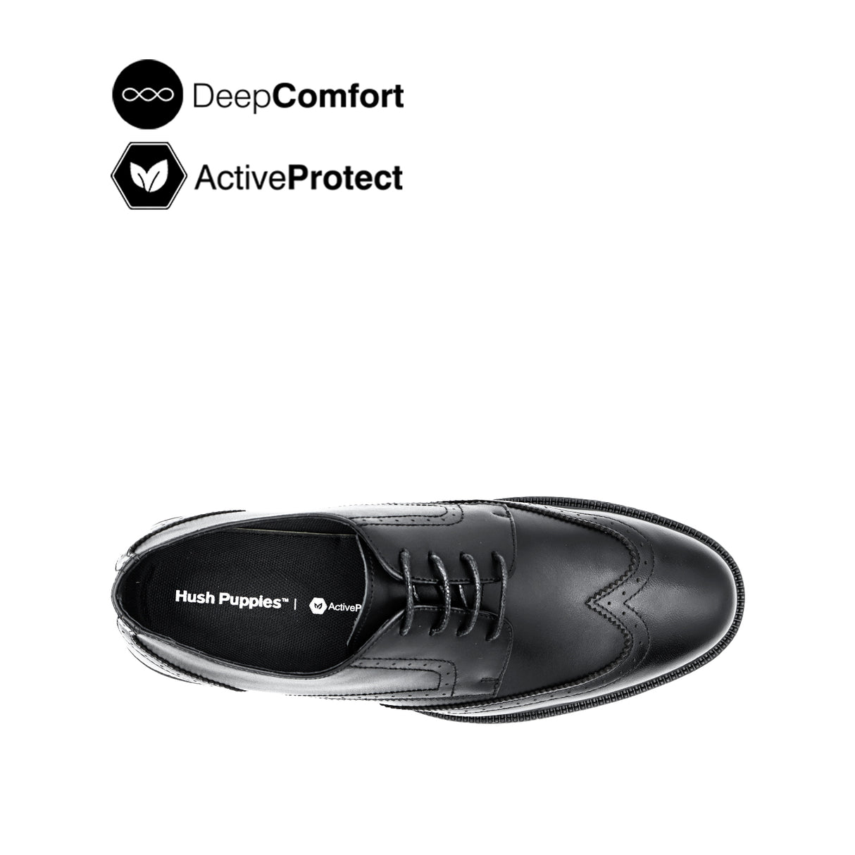 River Lace Up Wing Tip Men's Shoes- Black Leather