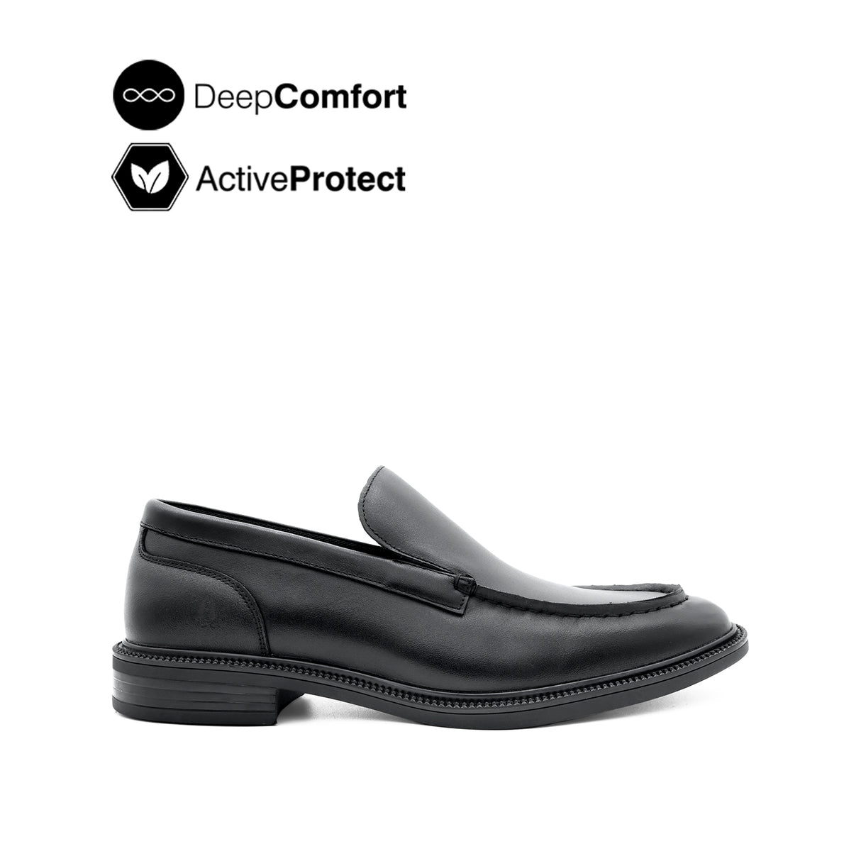 River Slip On Apron Toe Men's Shoes- Black Leather