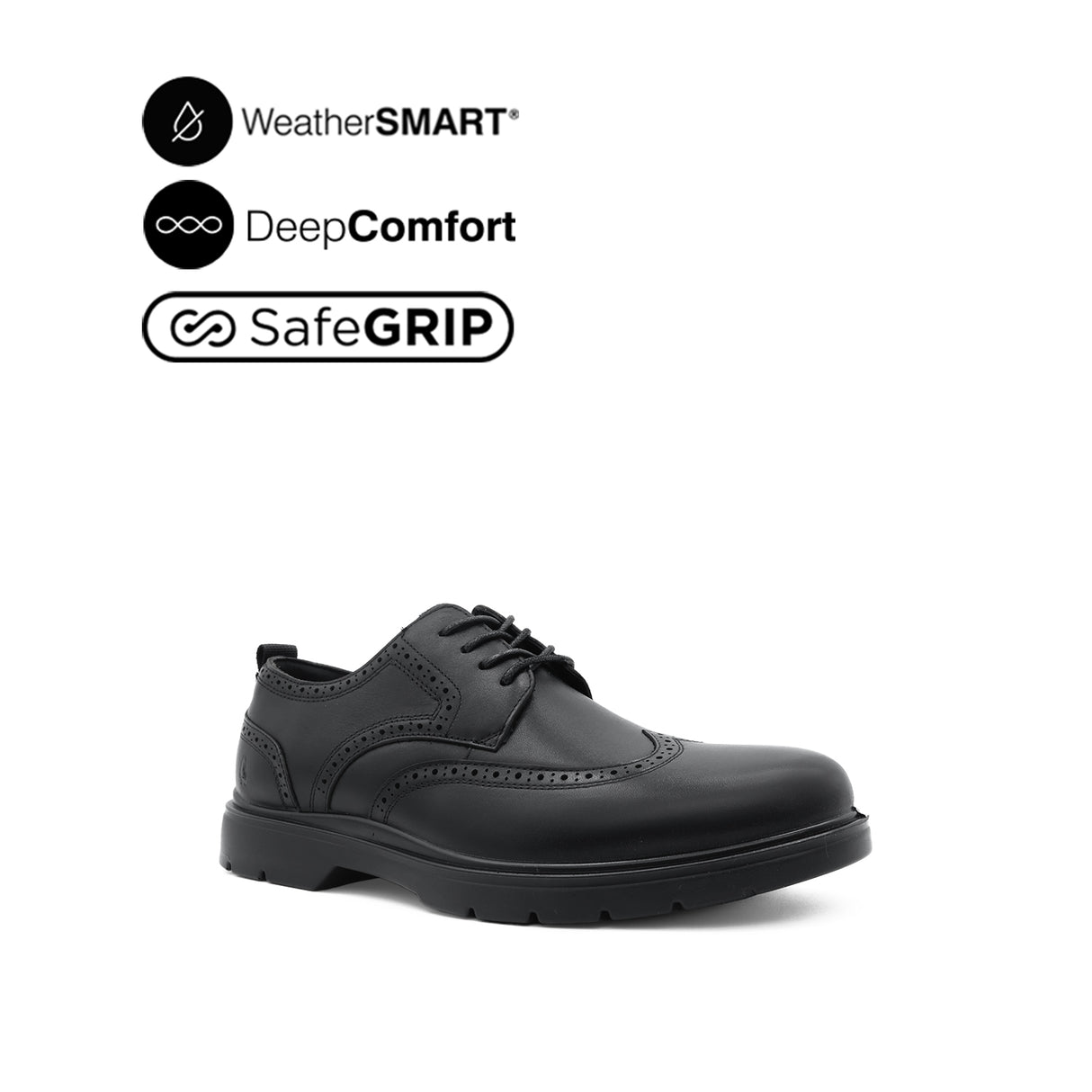 Milan Lace Up WT Men's Shoes - Black Leather WP
