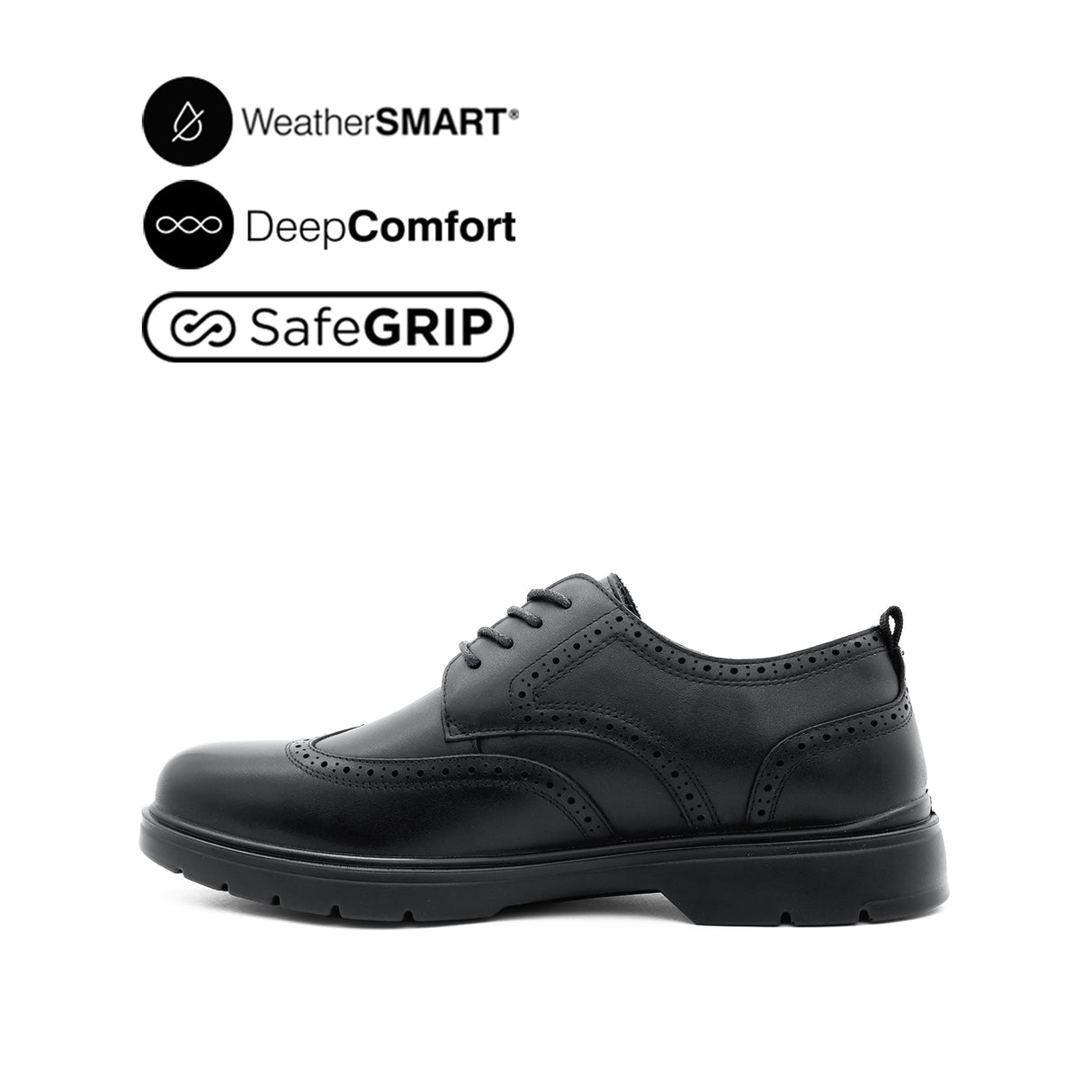 Milan Lace Up WT Men's Shoes - Black Leather WP