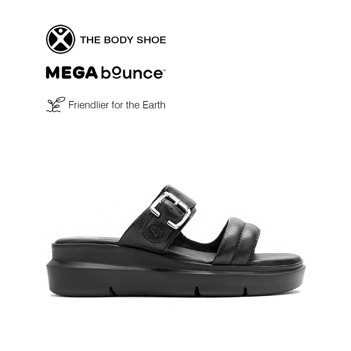 Uplift 2-Band Slide Women's Sandals - Bold Black Leather