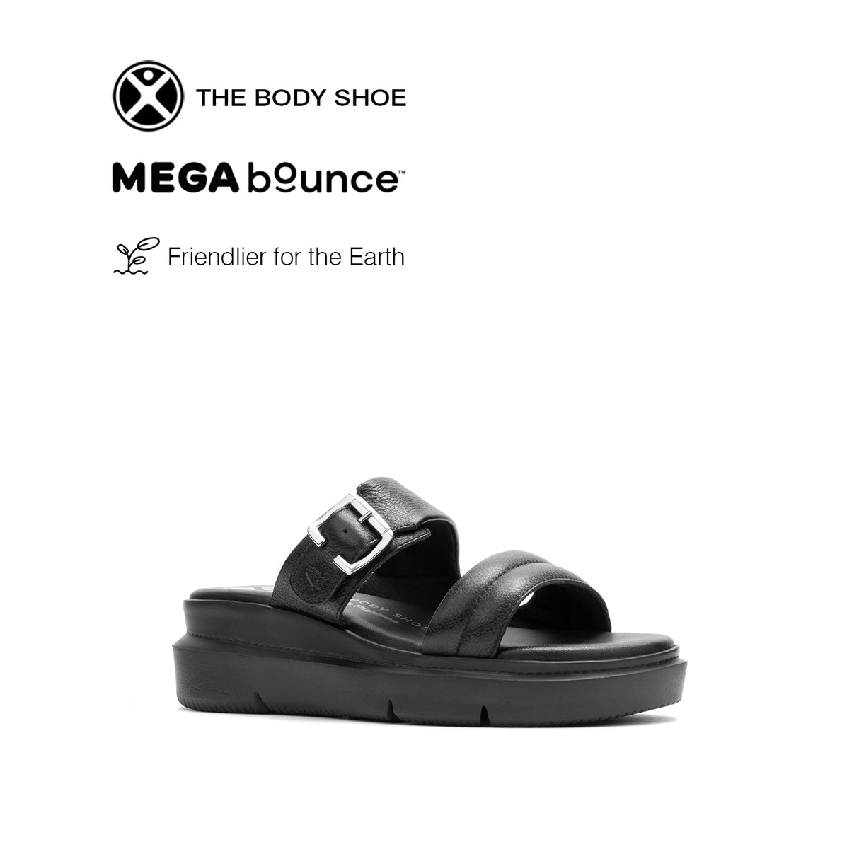 Uplift 2-Band Slide Women's Sandals - Bold Black Leather