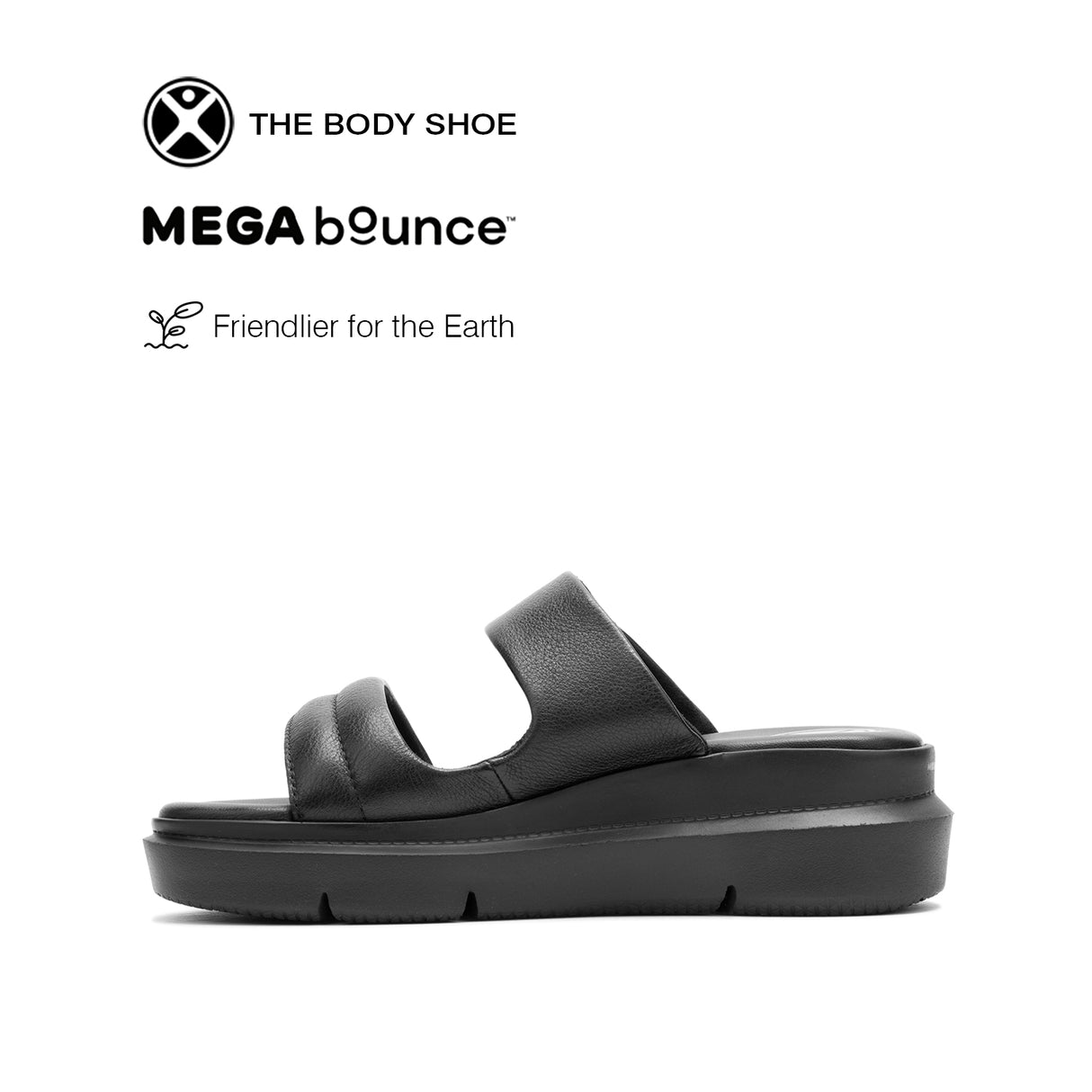 Uplift 2-Band Slide Women's Sandals - Bold Black Leather