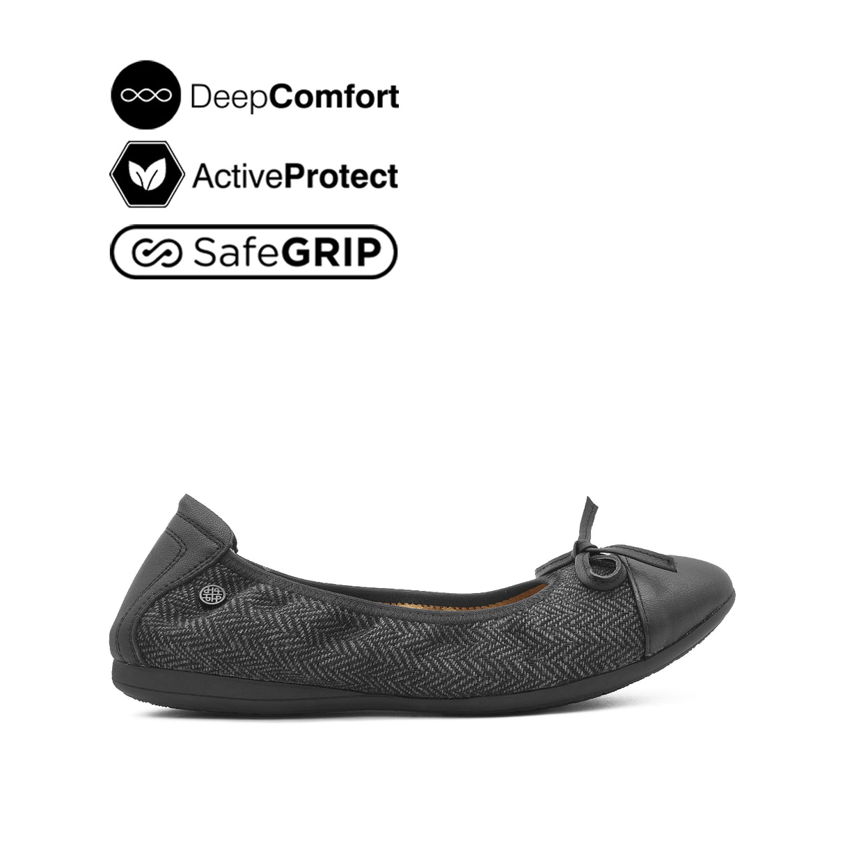 Georgie Bow Toe Cap Women's Shoes - Black Black Leather