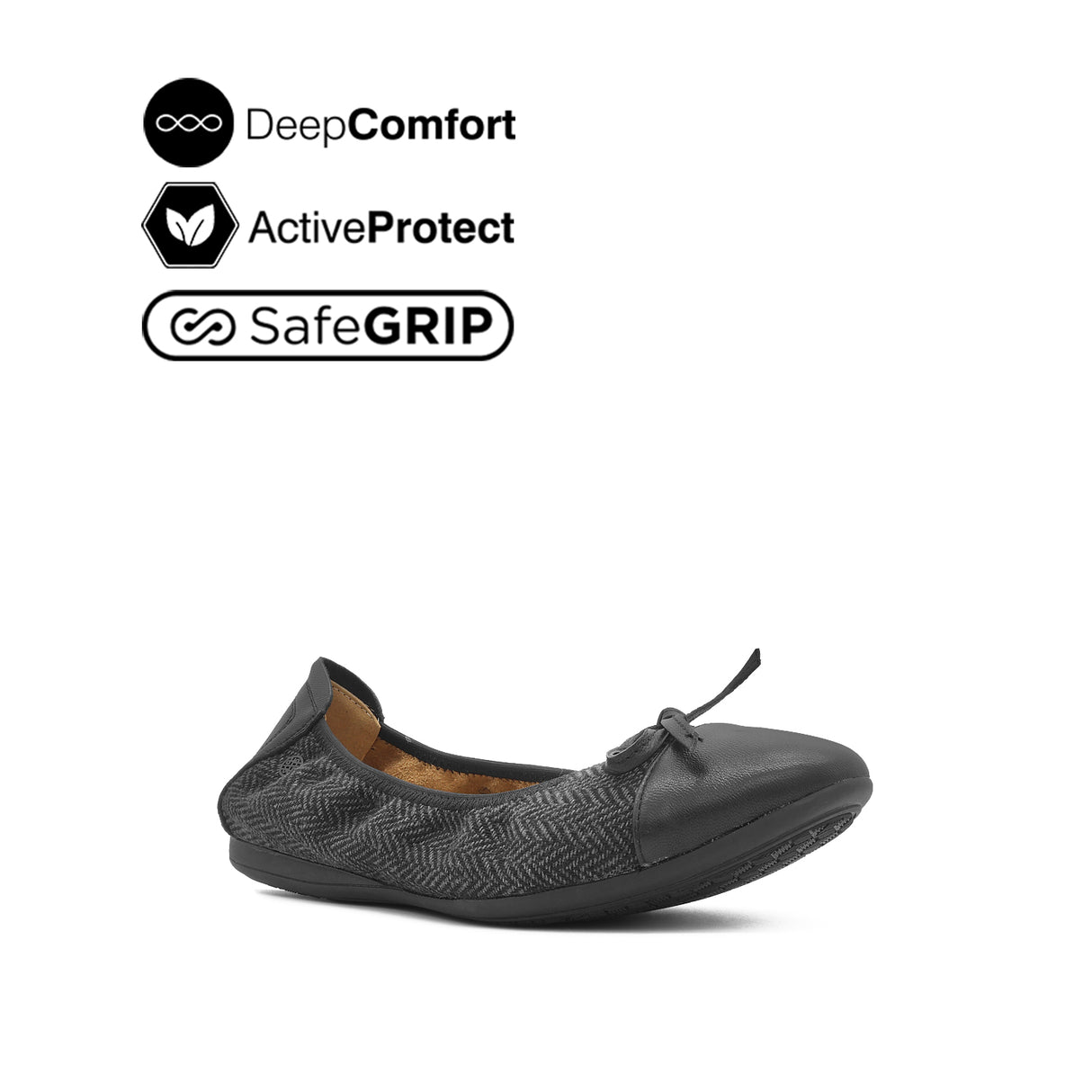 Georgie Bow Toe Cap Women's Shoes - Black Black Leather